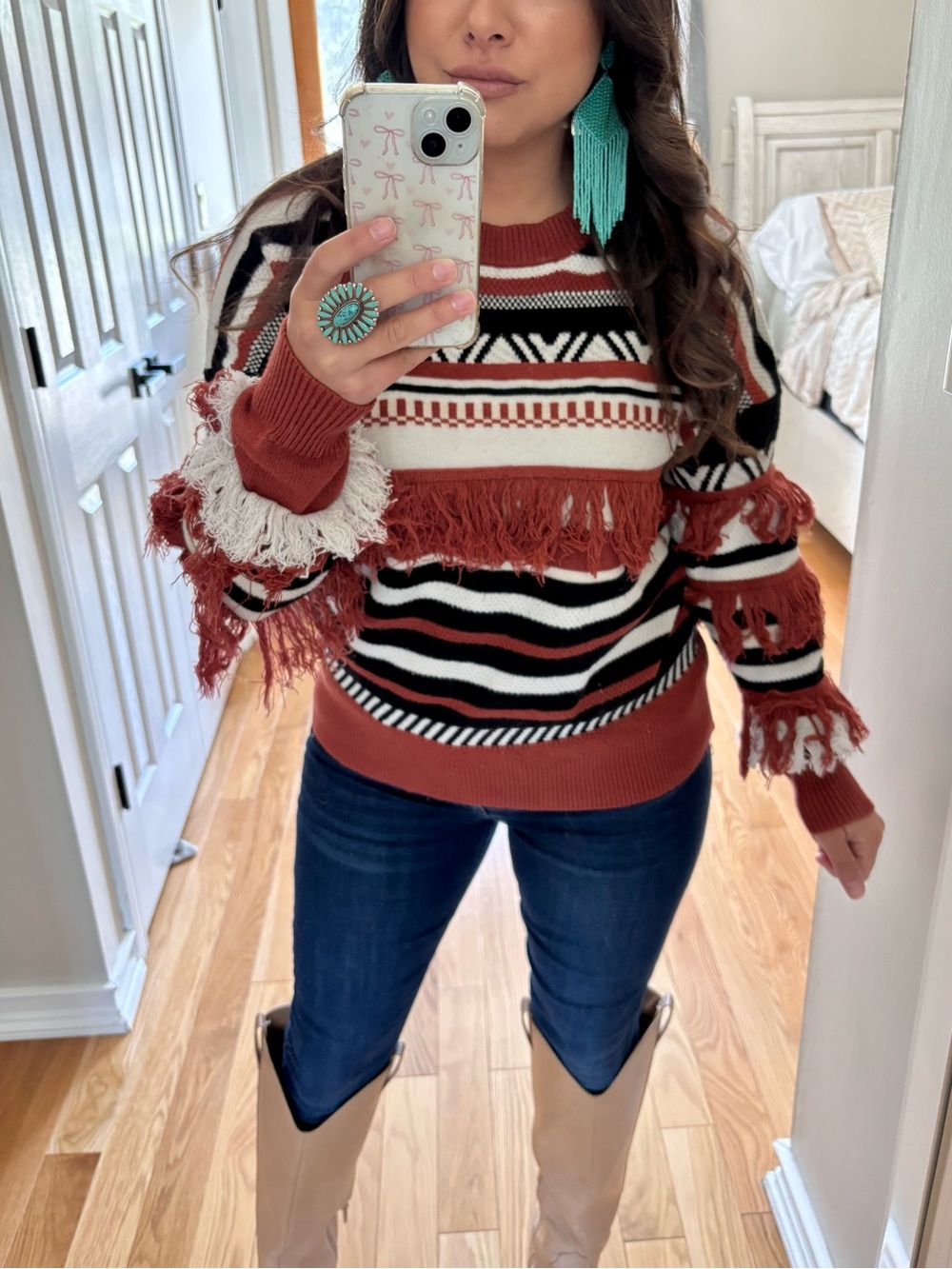 Western boho fringe sweater
